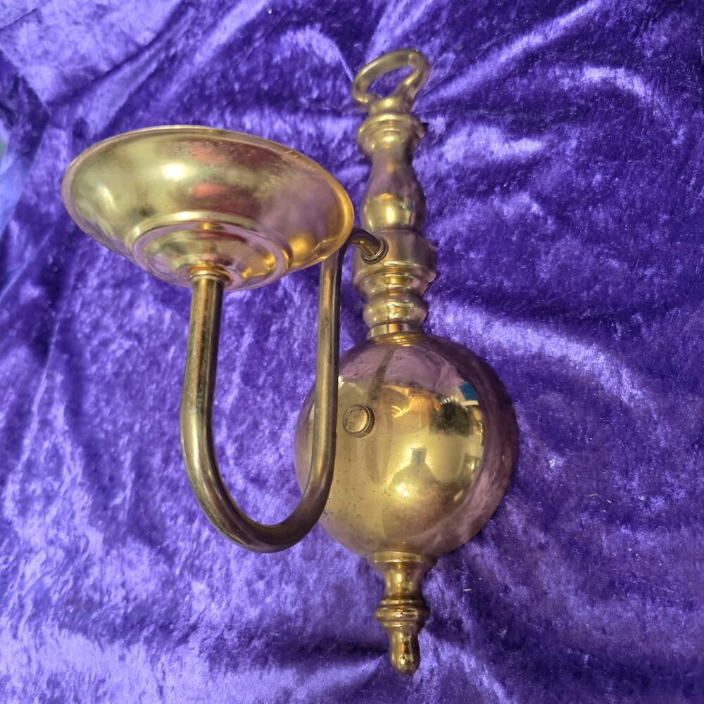 Vintage Brass-Plated Wall Candle Sconce Chamberstick Style Colonial Decor 13.5"